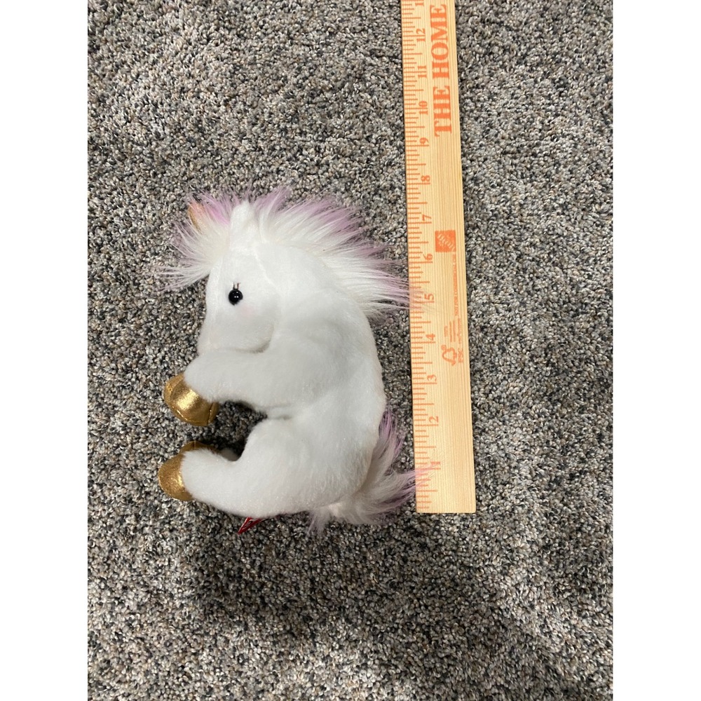 Douglas Cuddle Toys White Unicorn Plush Pink Mane Gold Horn Hooves